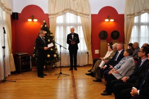 Uroczystość wręczenia Krzyży Wolności i Solidarności, Poznań 19 grudnia 2016. Na zdj. Roman Łukawski z WUW